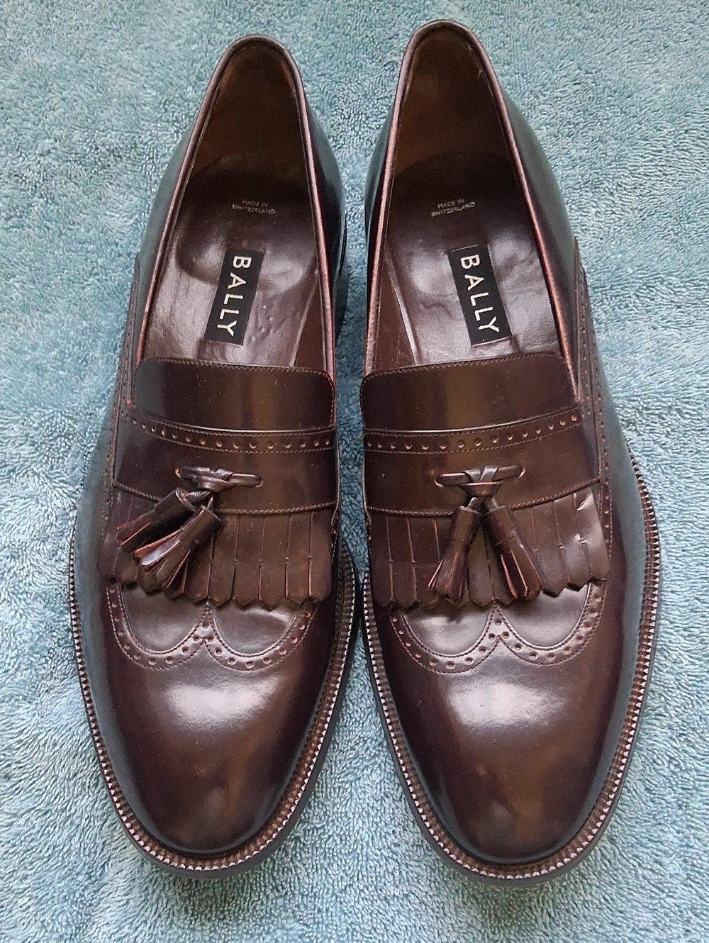 Men's Bally Brown Leather Wingtip Tassel Kiltie Loafers Size 11.5